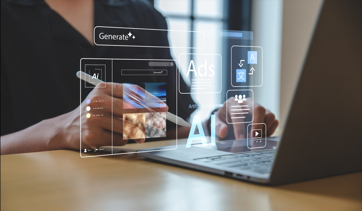 Tecnología de inteligencia artificial, joven que usa la computadora portátil con asistente de inteligencia artificial. comando para crear algo, Imágenes de Generar por inteligencia artificial.